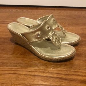 Jack Rogers Gold Wedge Sandals